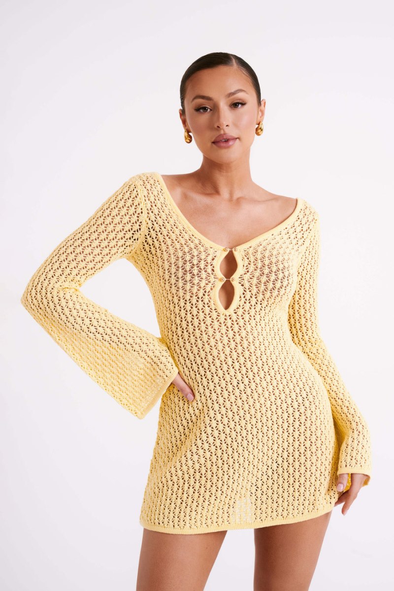 Meshiki Kayleigh Crochet Knit Limón | YEOE2607