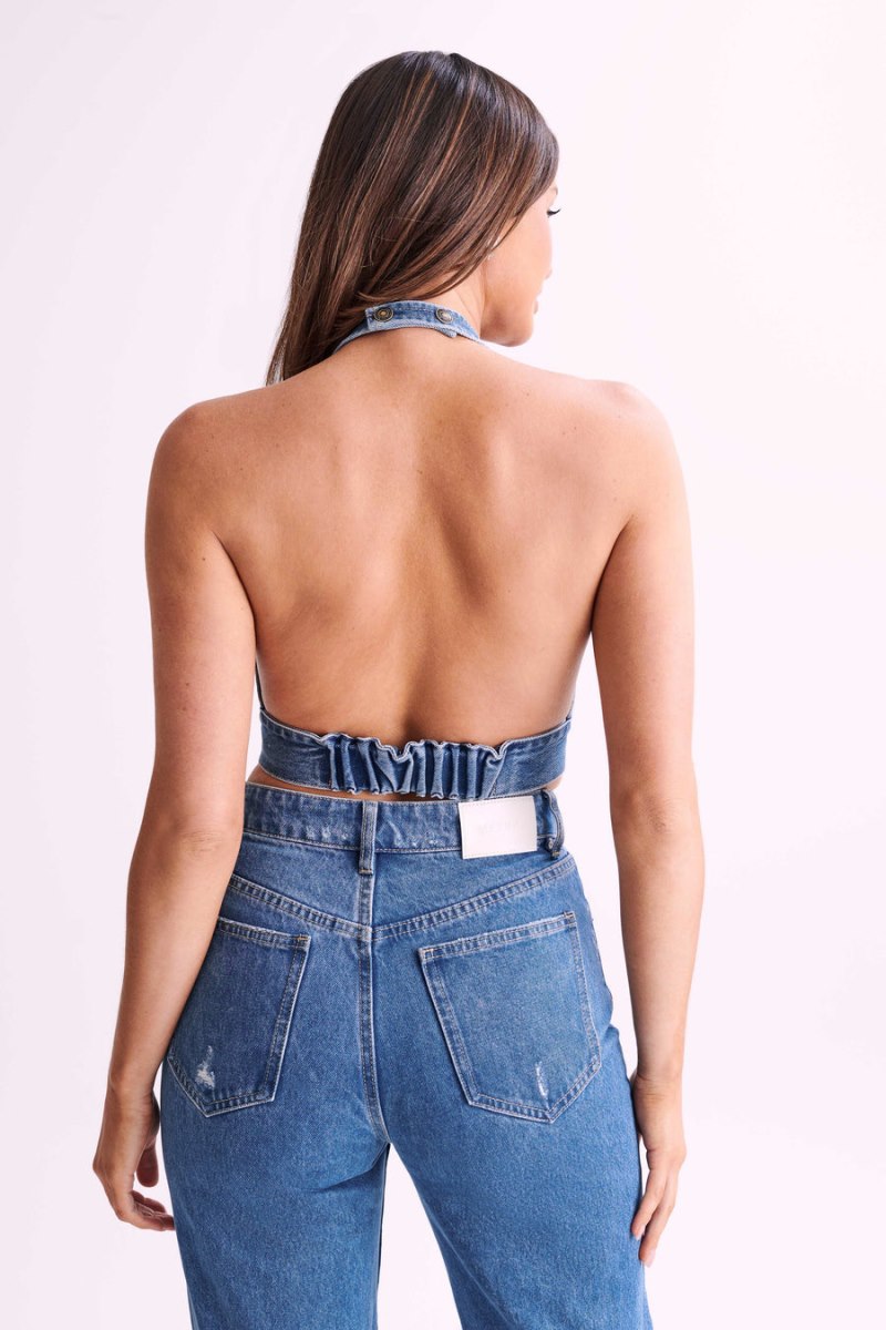 Meshiki Kelly-Anne Denim Halter Azules | QERB3079