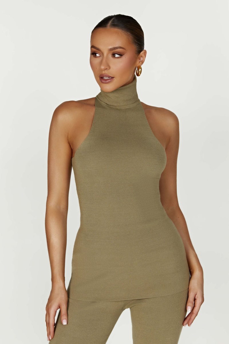 Meshiki Kelsea Sleeveless Turtleneck Verde Oliva | ZXQO1946