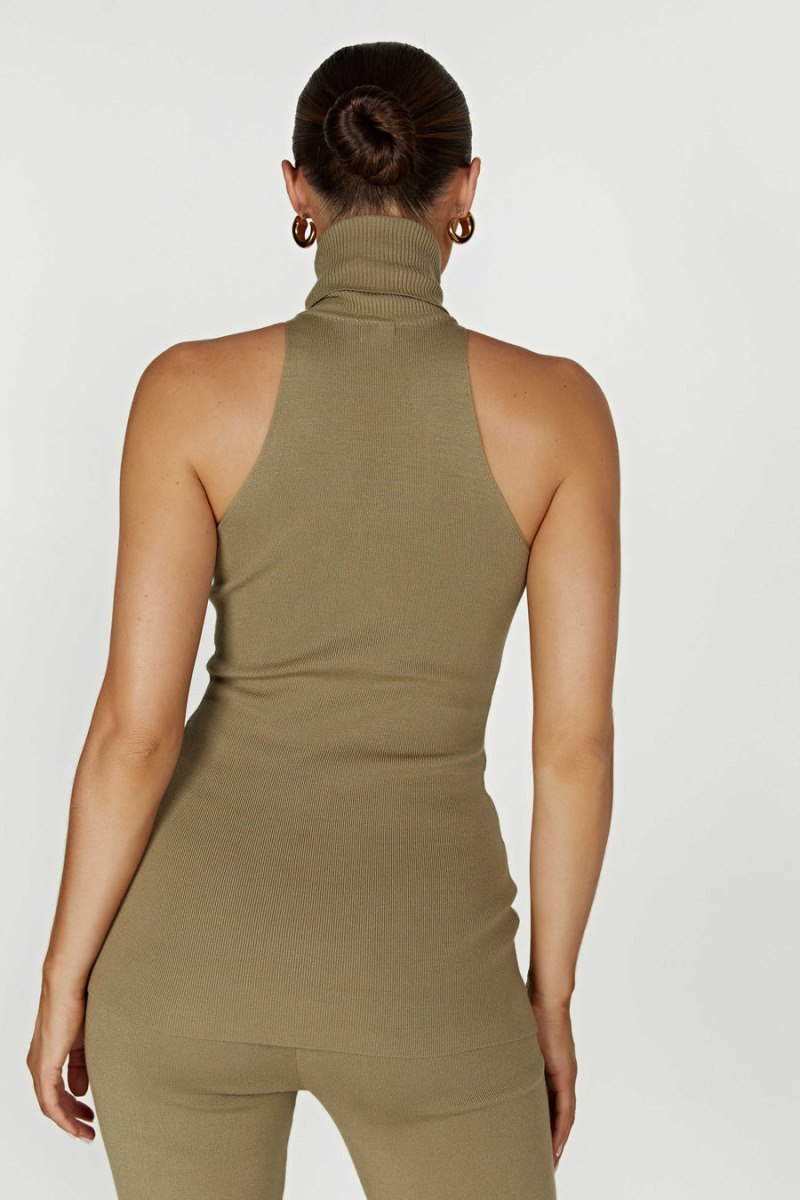 Meshiki Kelsea Sleeveless Turtleneck Verde Oliva | ZXQO1946