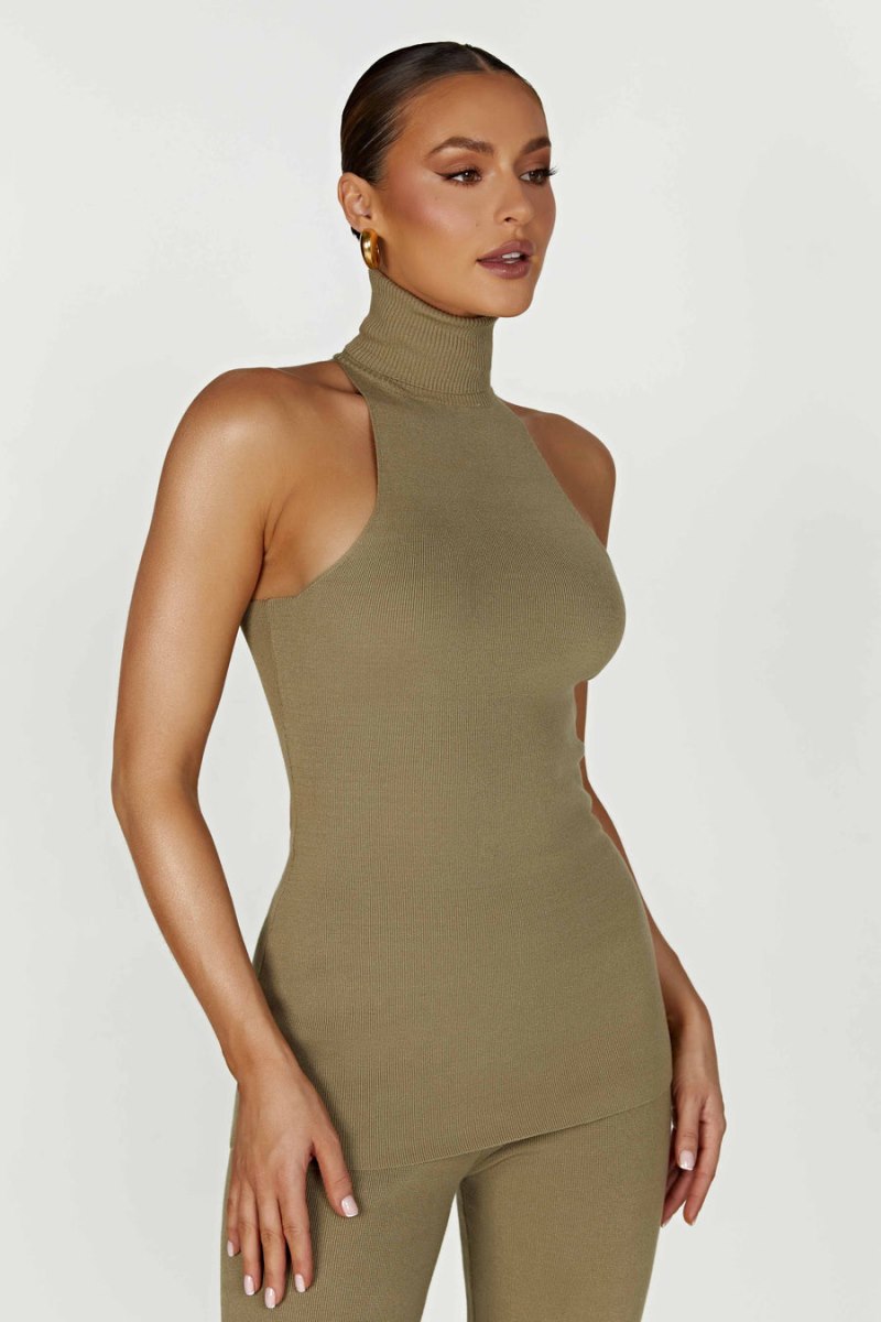 Meshiki Kelsea Sleeveless Turtleneck Verde Oliva | ZXQO1946