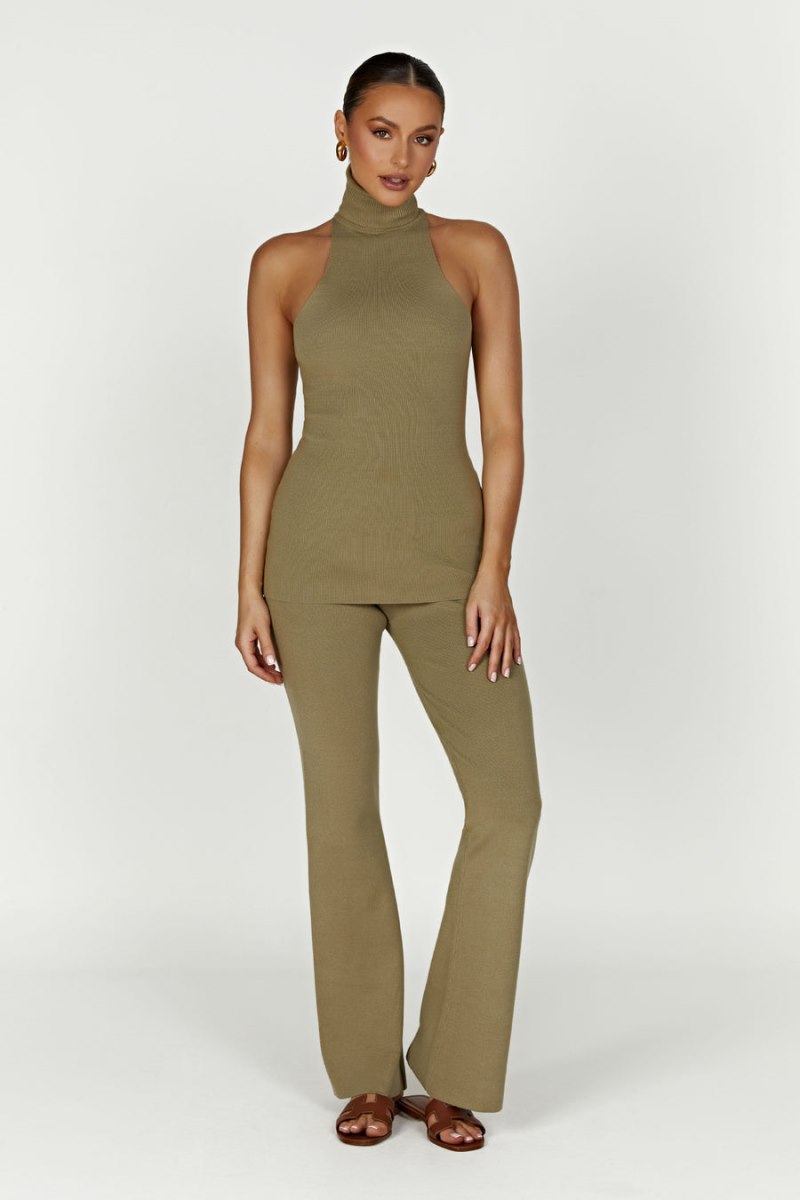 Meshiki Kelsea Sleeveless Turtleneck Verde Oliva | ZXQO1946