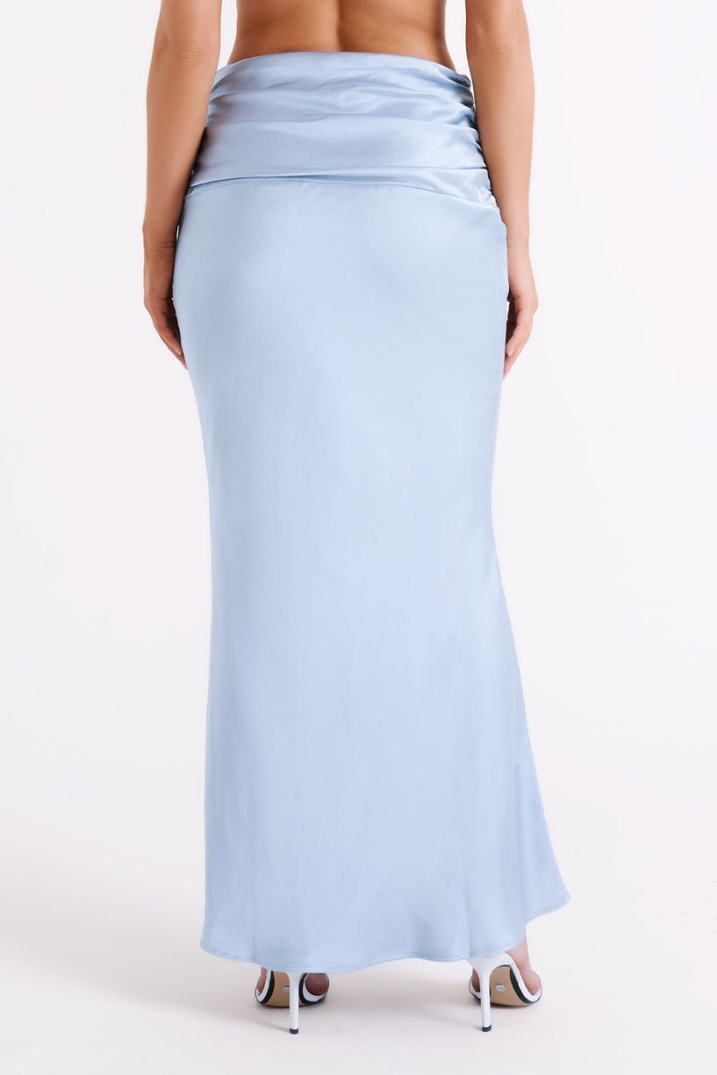 Meshiki Khalani Ruched Satin Maxi Azules | UWPF3153