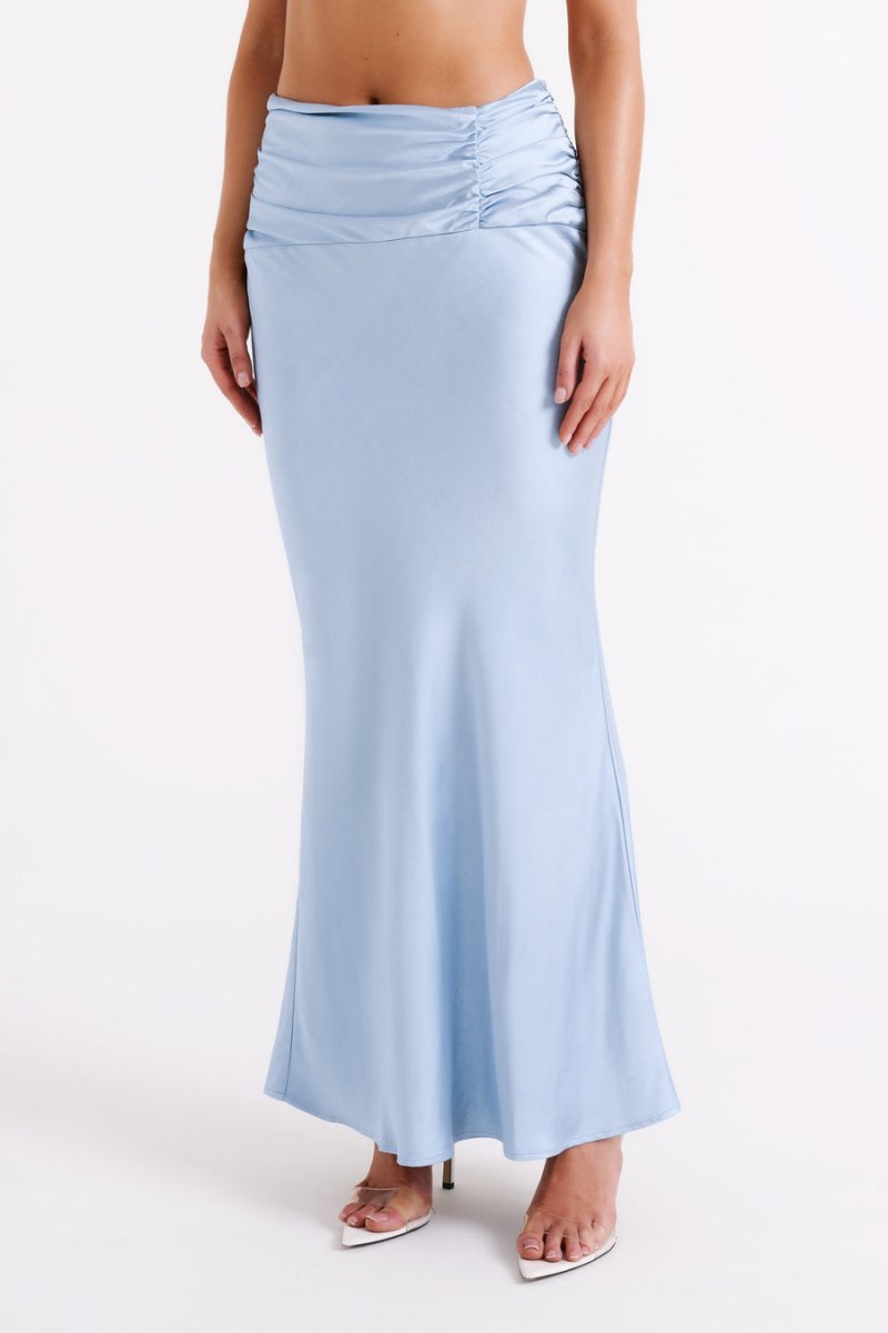 Meshiki Khalani Ruched Satin Maxi Azules | UWPF3153