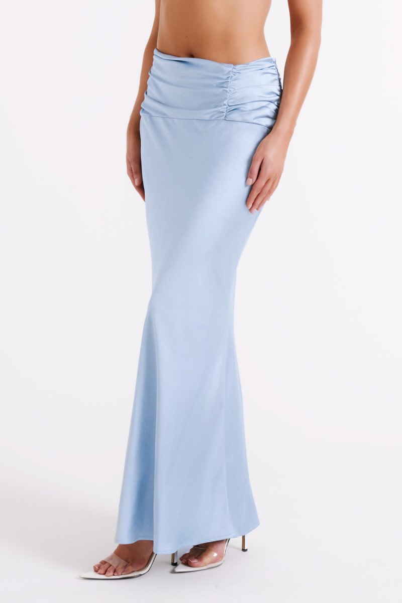 Meshiki Khalani Ruched Satin Maxi Azules | UWPF3153