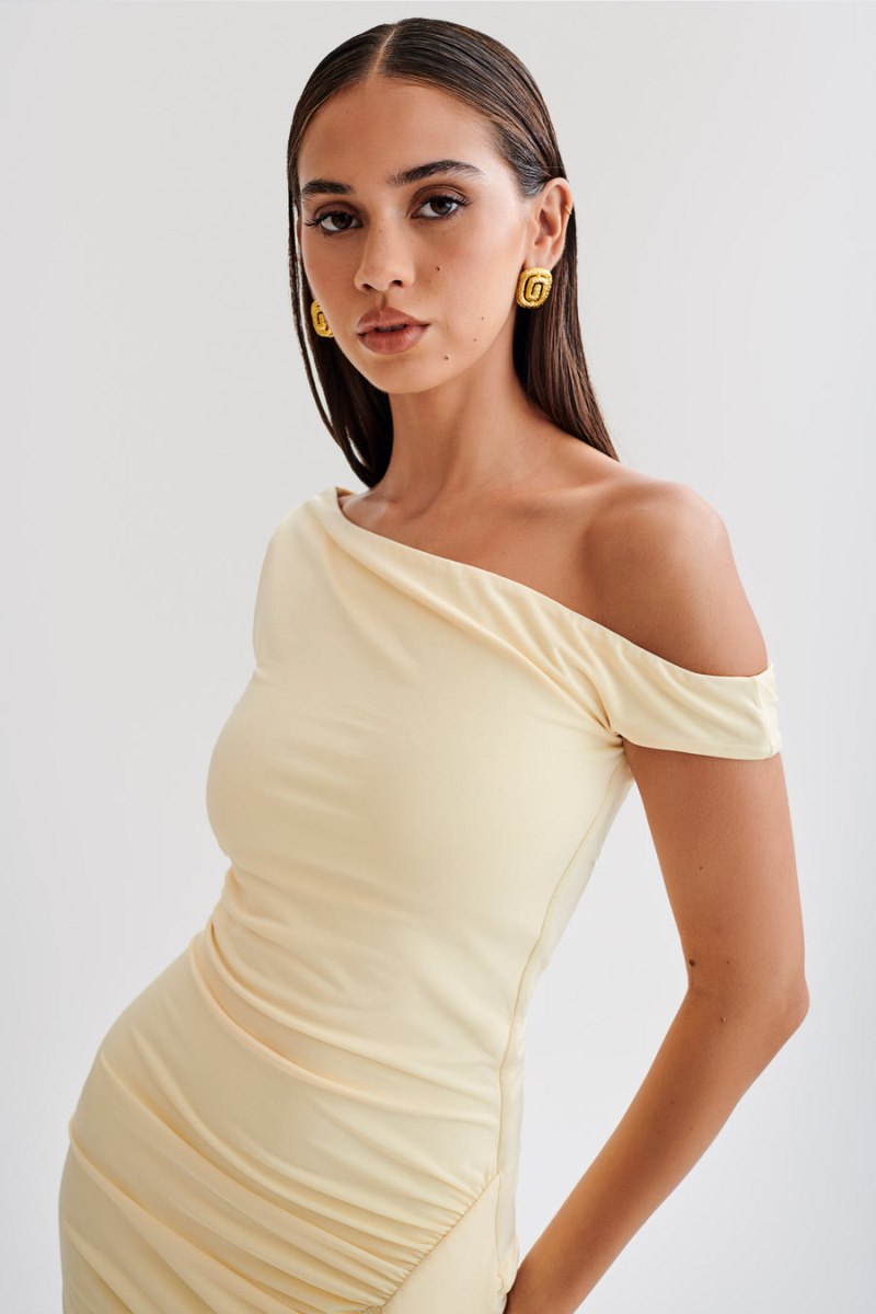 Meshiki Kiera Slinky Off Shoulder Limón | IUYU3997