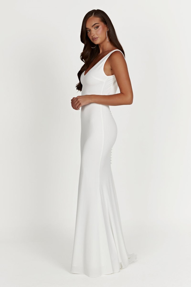 Meshiki Kyla Low Back Gown Blancas | DOZQ9263