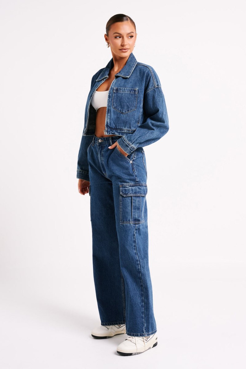 Meshiki Kyle Cropped Denim Azules Oscuro | TJLA8284