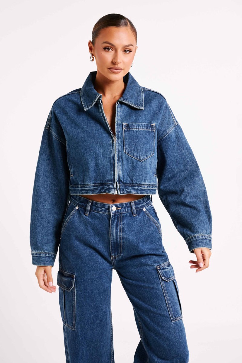 Meshiki Kyle Cropped Denim Azules Oscuro | TJLA8284