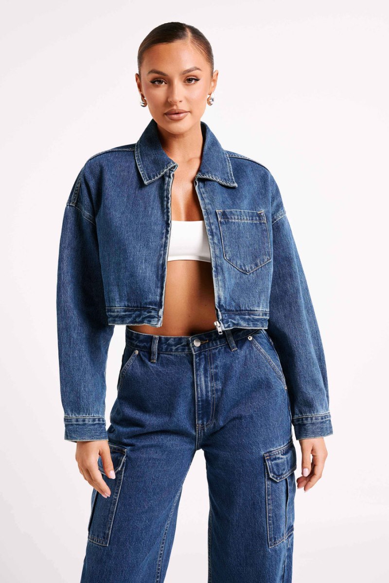 Meshiki Kyle Cropped Denim Azules Oscuro | TJLA8284