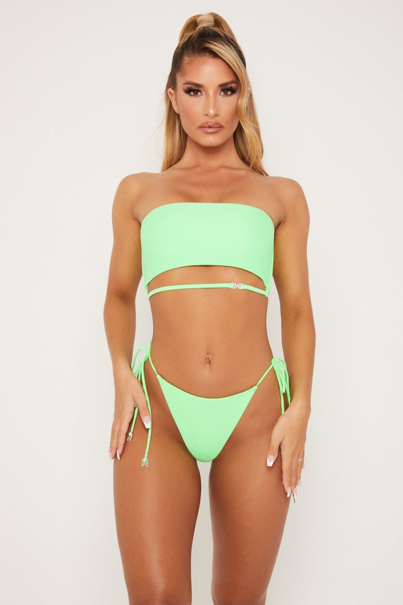 Meshiki Kyndall Meshki Logo Strap Bandeau Bikini Top Verde | EFIX7220