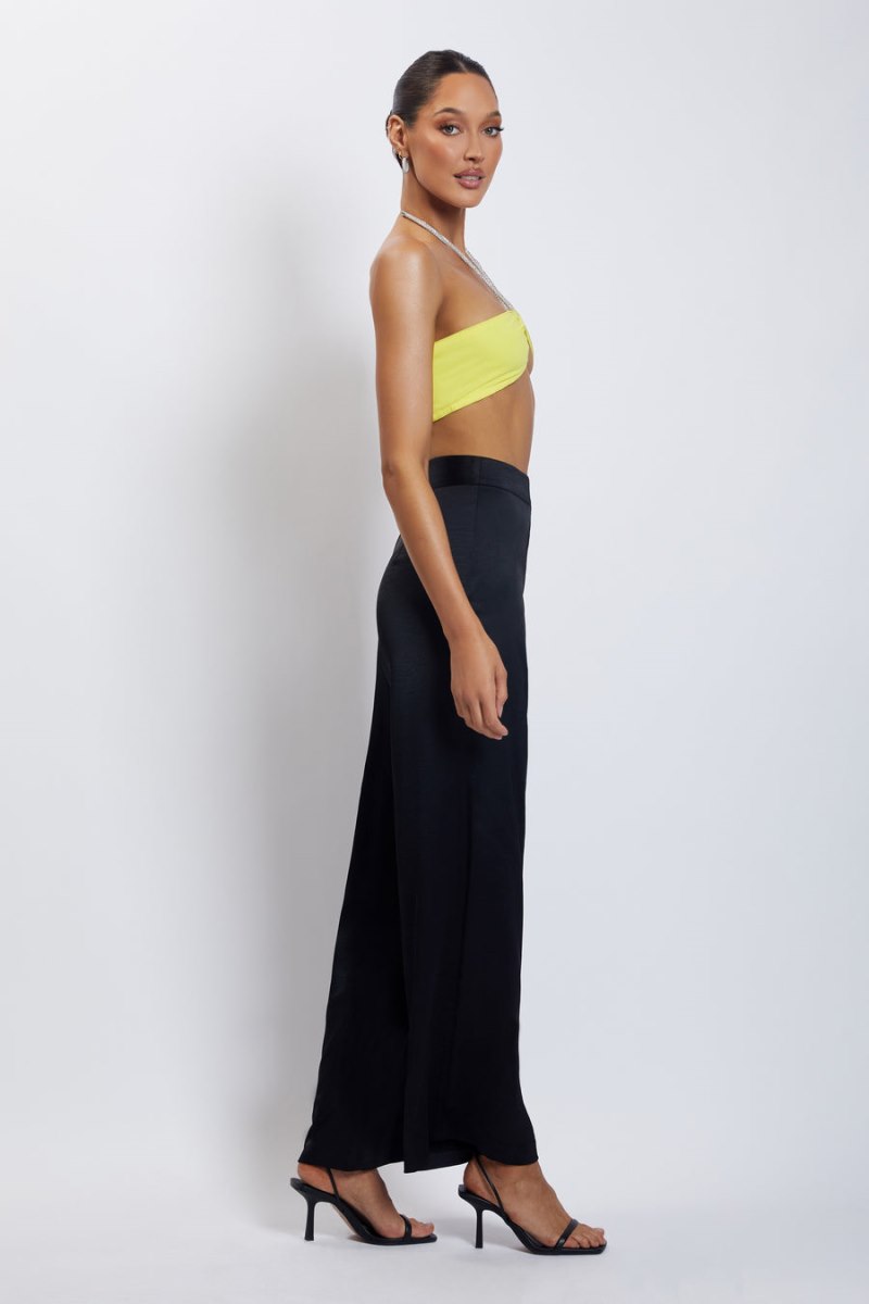 Meshiki Lea Diamante Chain Halter Neck Crop Amarillo | EDMJ5039