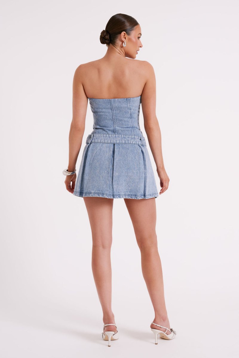 Meshiki Lee Denim Pleated Azules | LJAC3471