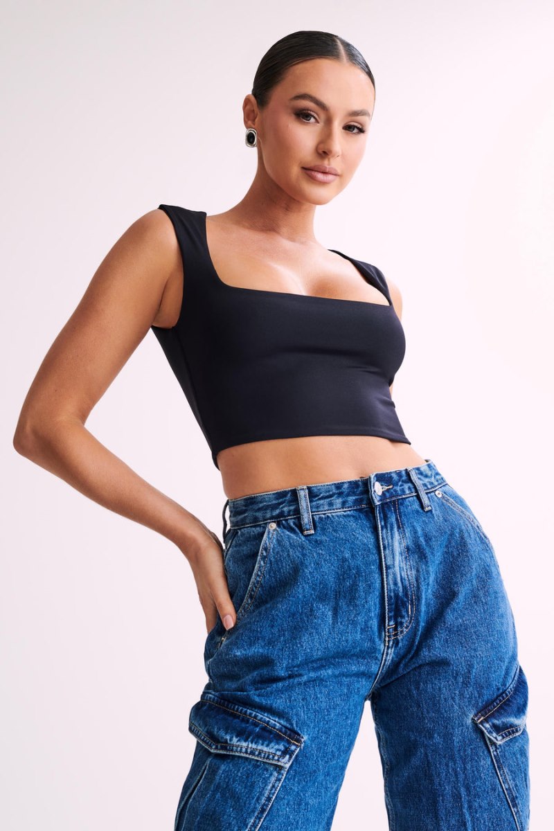 Meshiki Linley Recycled Nylon Cropped Negras | PFYK5276