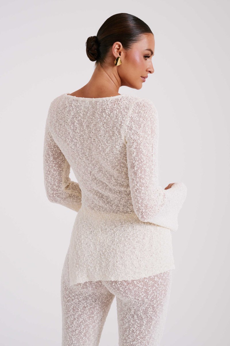 Meshiki Liz Boucle Long Sleeve Creme | UUTA6348