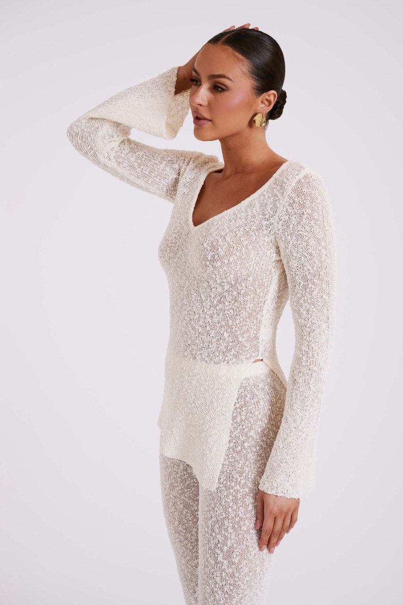 Meshiki Liz Boucle Long Sleeve Creme | UUTA6348