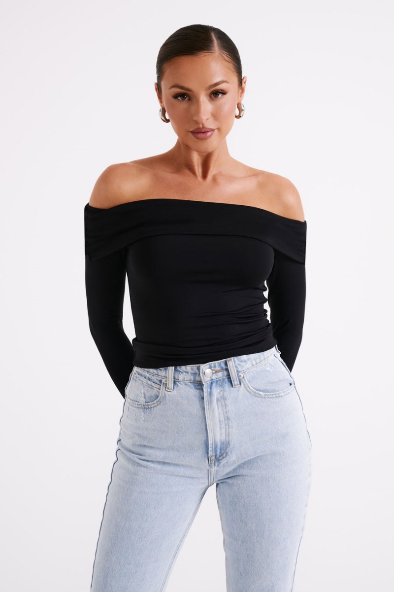 Meshiki Lucinda Recycled Nylon Off Shoulder Negras | SPUX6684