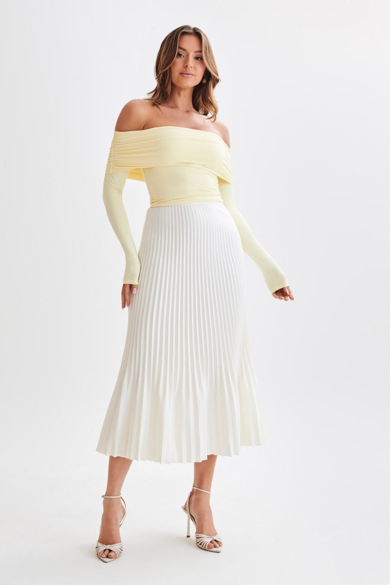 Meshiki Lucinda Recycled Nylon Off Shoulder Limón | MIJK2333