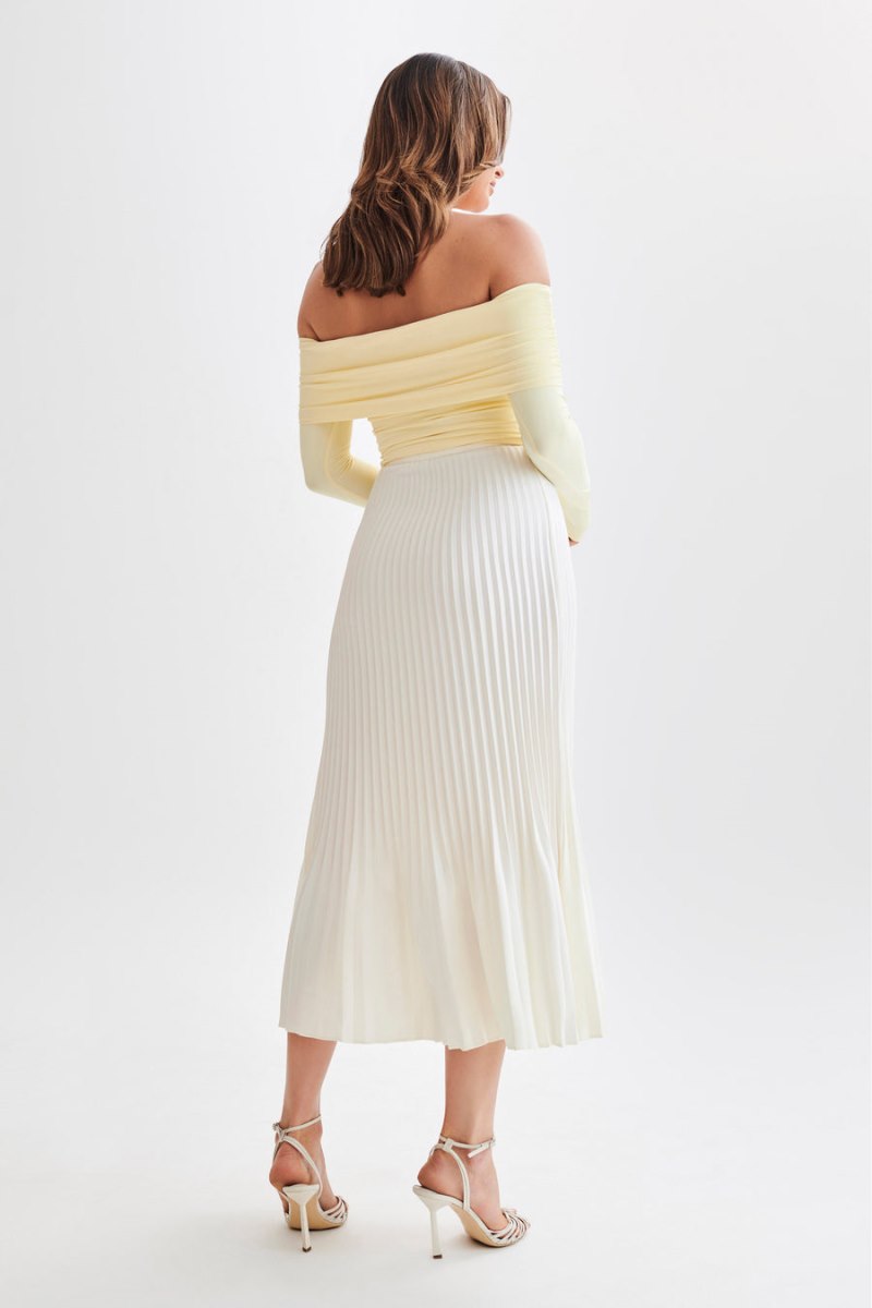 Meshiki Lucinda Recycled Nylon Off Shoulder Limón | MIJK2333