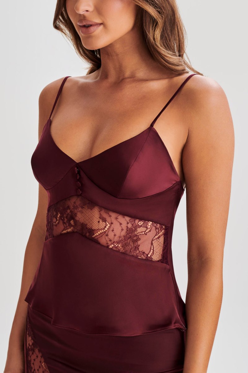 Meshiki Luella Satin Lace Cami Moradas | HLOT6909