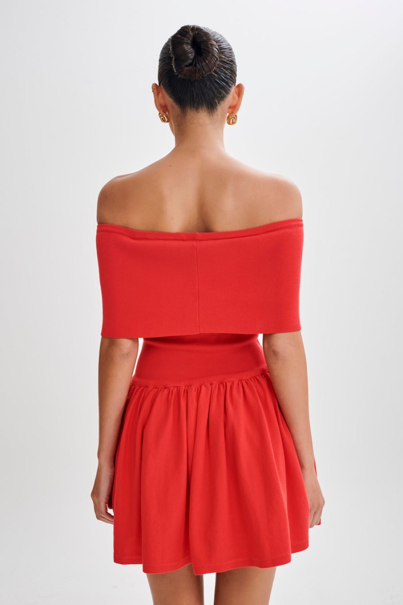 Meshiki Lydia Off Shoulder Knit Rojas | LNWM7742