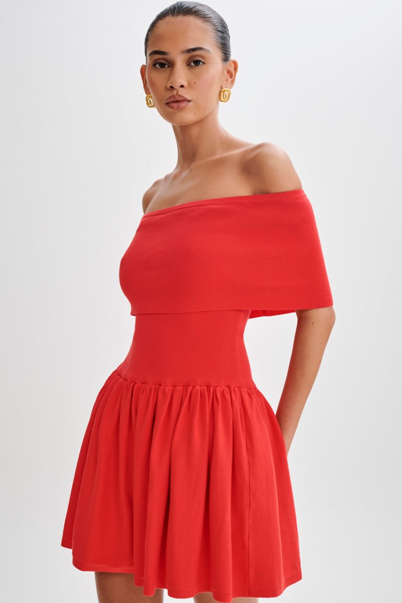 Meshiki Lydia Off Shoulder Knit Rojas | LNWM7742