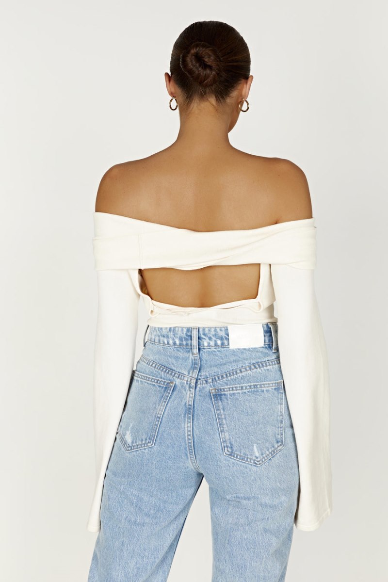 Meshiki Marlisa Off Shoulder Twist Blancas | CFNN4607