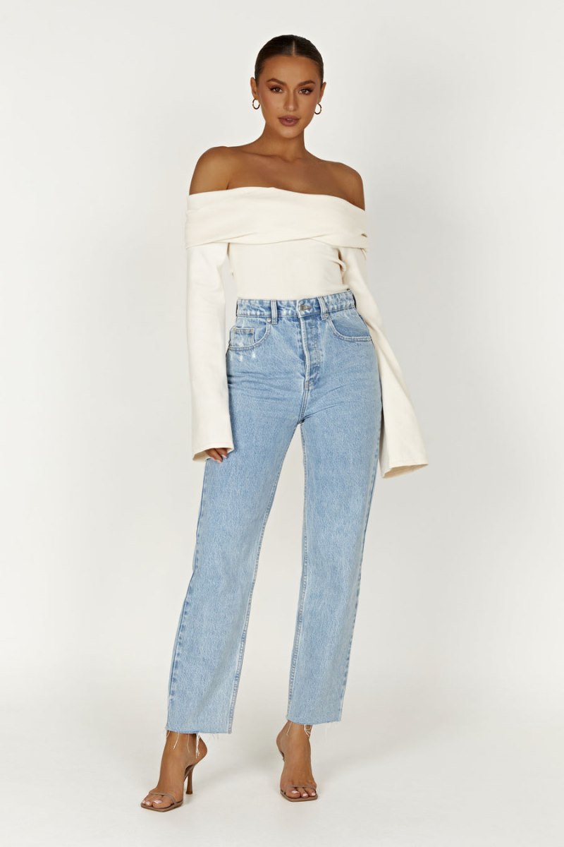 Meshiki Marlisa Off Shoulder Twist Blancas | CFNN4607