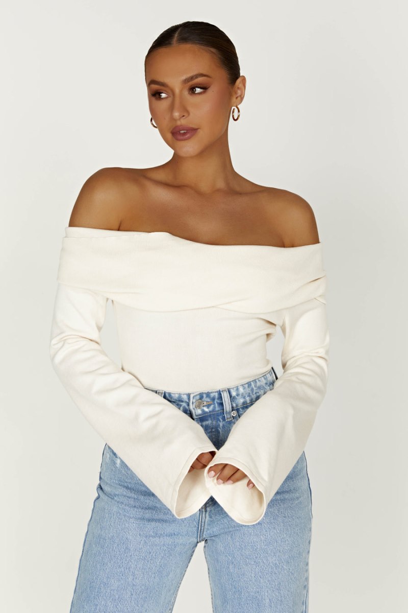 Meshiki Marlisa Off Shoulder Twist Blancas | CFNN4607