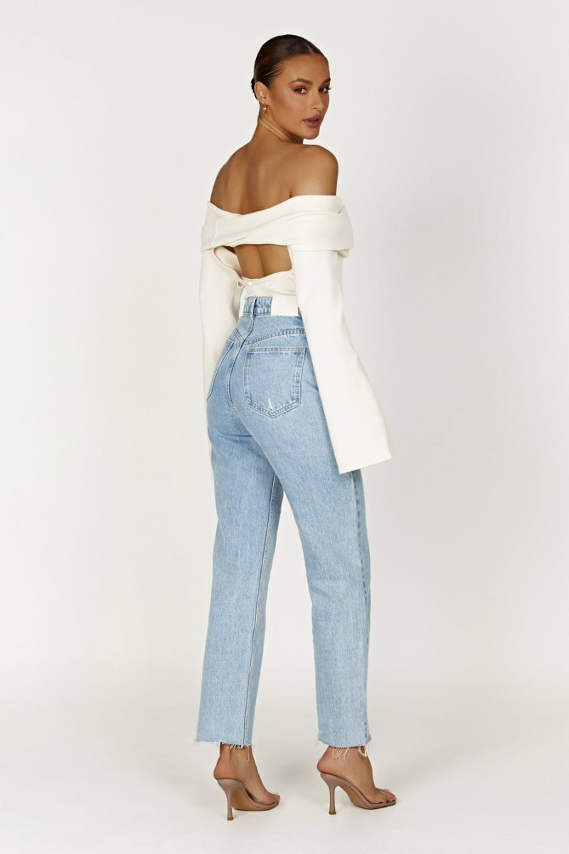 Meshiki Marlisa Off Shoulder Twist Blancas | CFNN4607