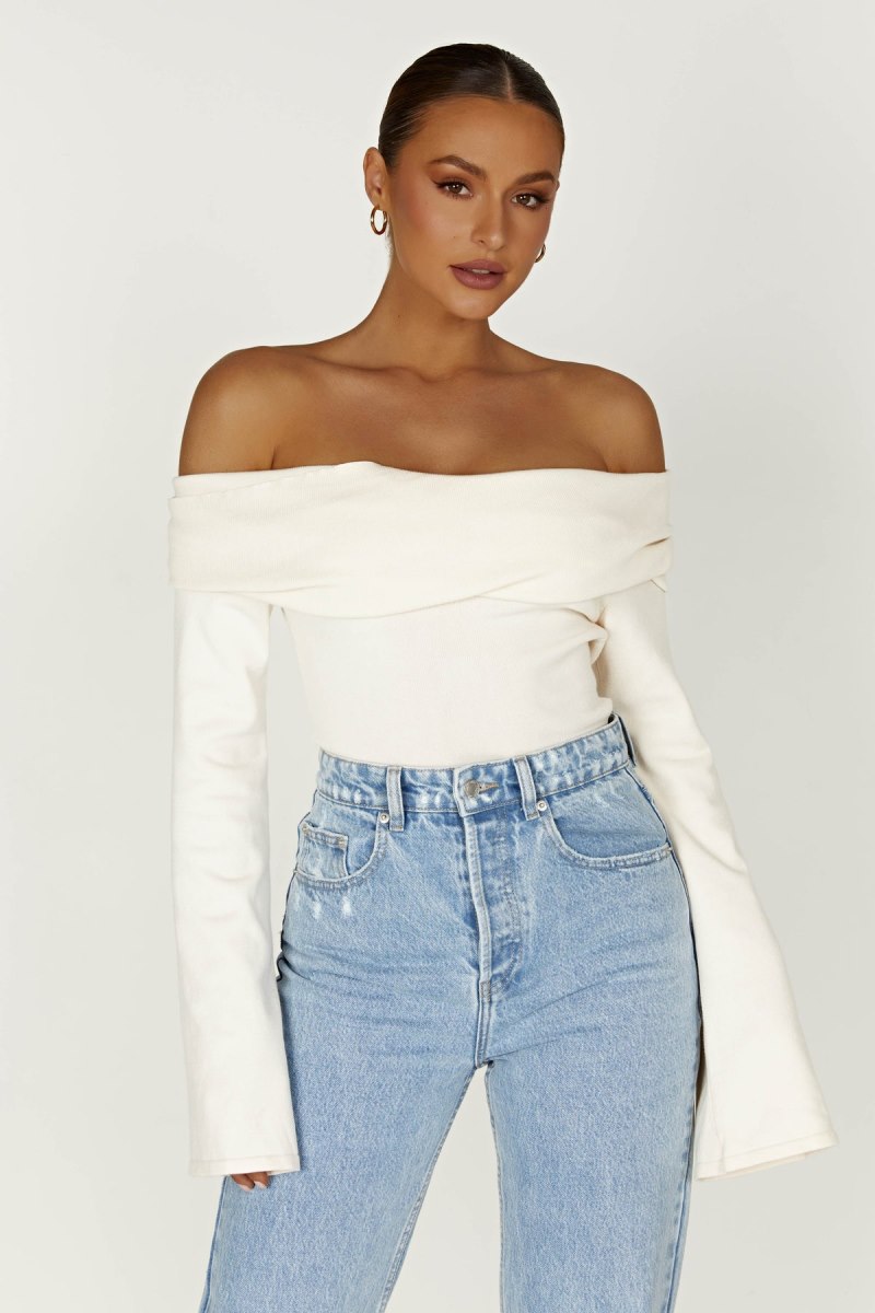 Meshiki Marlisa Off Shoulder Twist Blancas | CFNN4607