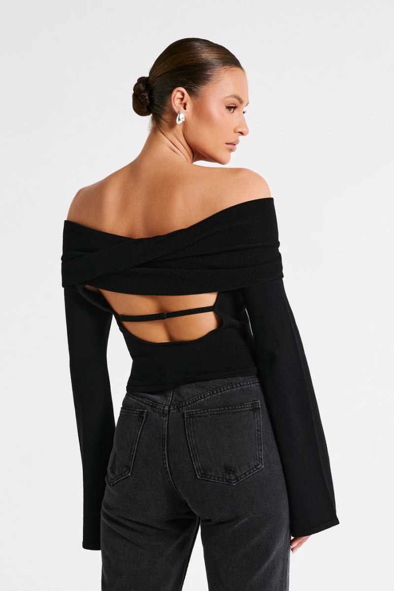 Meshiki Marlisa Off Shoulder Twist Negras | ONFU2734