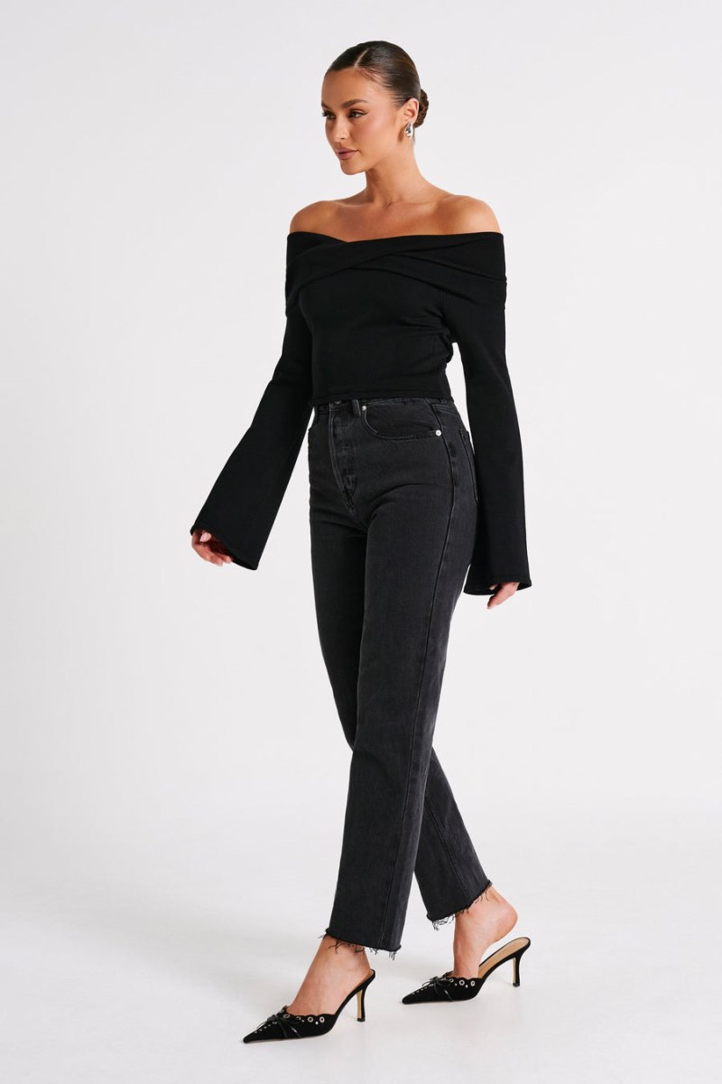 Meshiki Marlisa Off Shoulder Twist Negras | ONFU2734