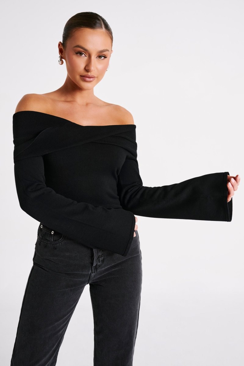 Meshiki Marlisa Off Shoulder Twist Negras | ONFU2734