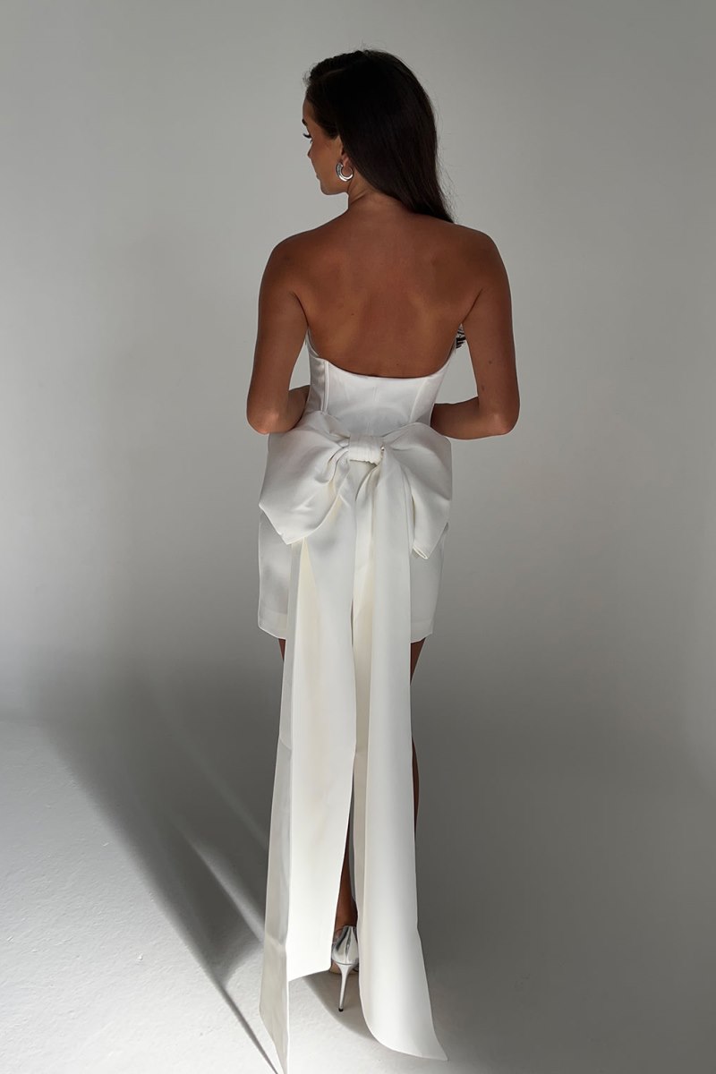 Meshiki Meredith Strapless Bow Blancas | QFBF4334