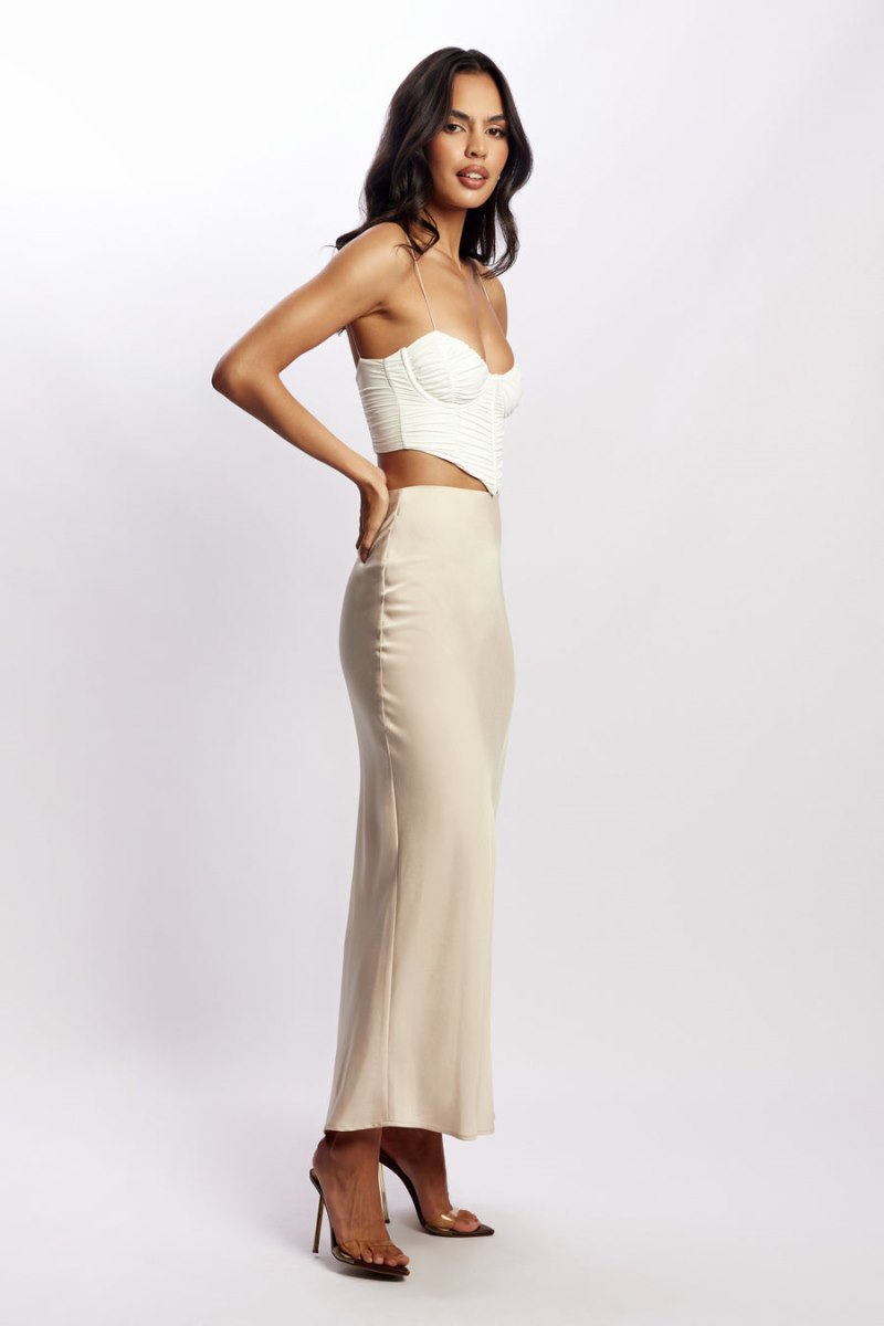 Meshiki Missy Maxi Satin Beige | UCCH2389