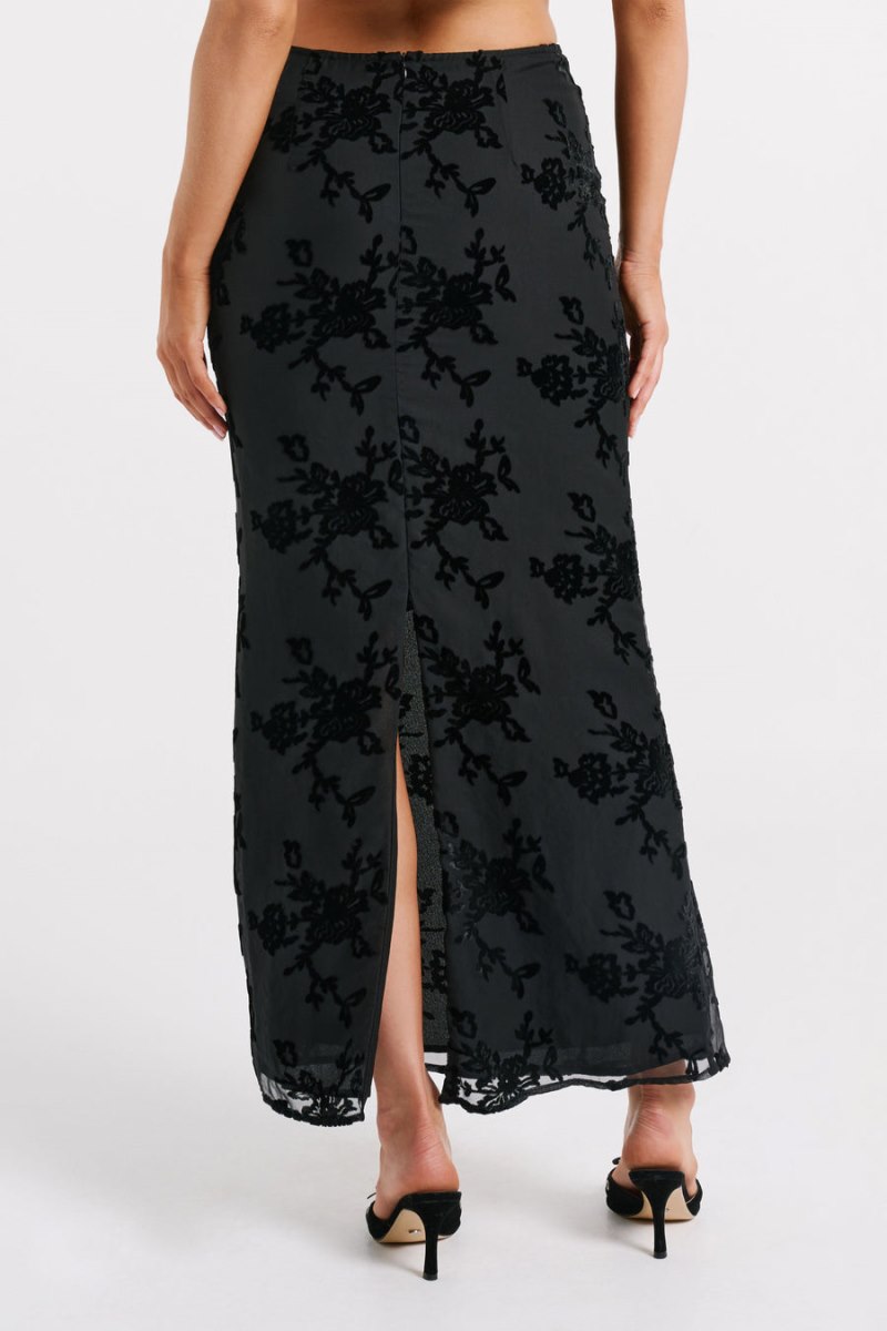 Meshiki Mona Burnout Velvet Maxi Negras | OCHB6776