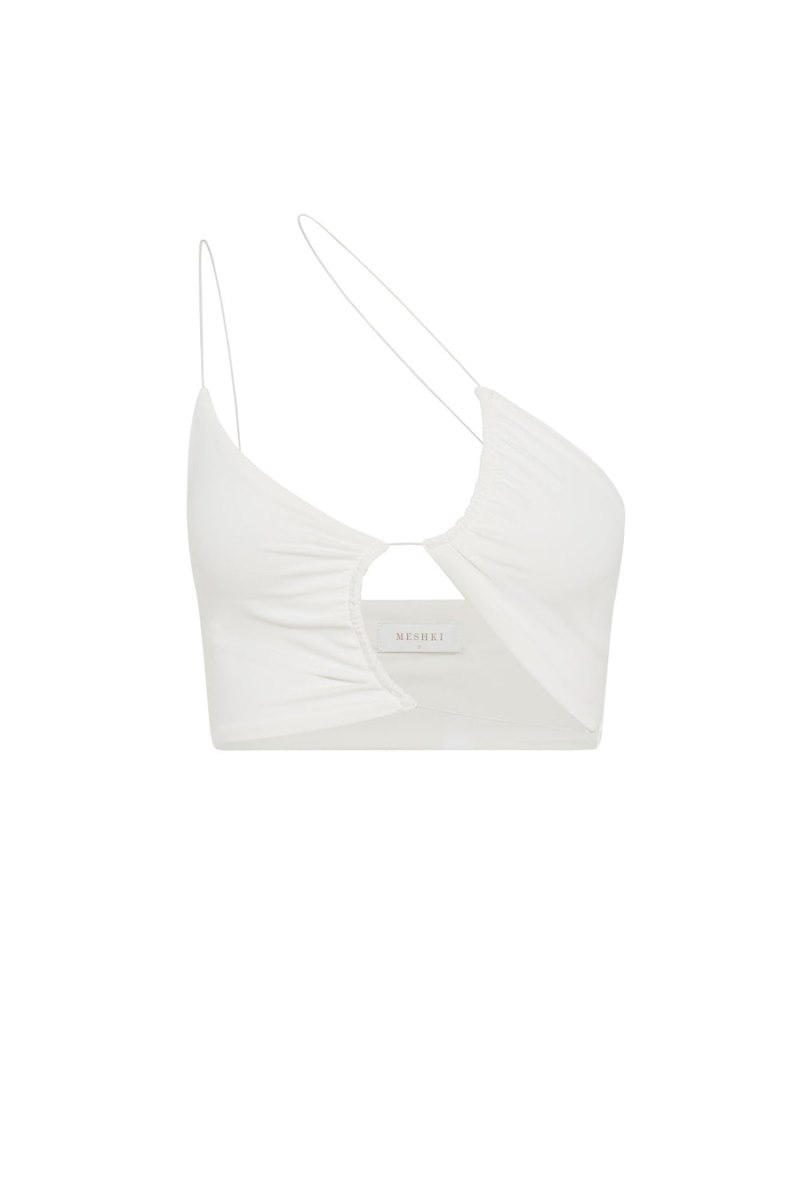 Meshiki Montana Ruched Cut Out Crop Blancas | HDZI4697