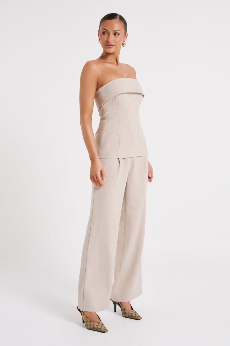 Meshiki Natalie Textured Wide Leg Blancas | ZIRU9563