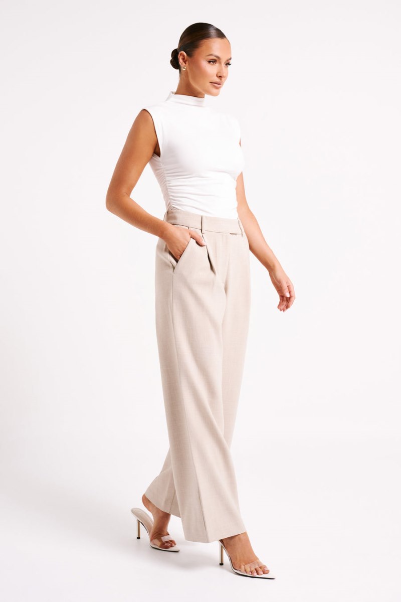 Meshiki Natalie Textured Wide Leg Blancas | ZIRU9563