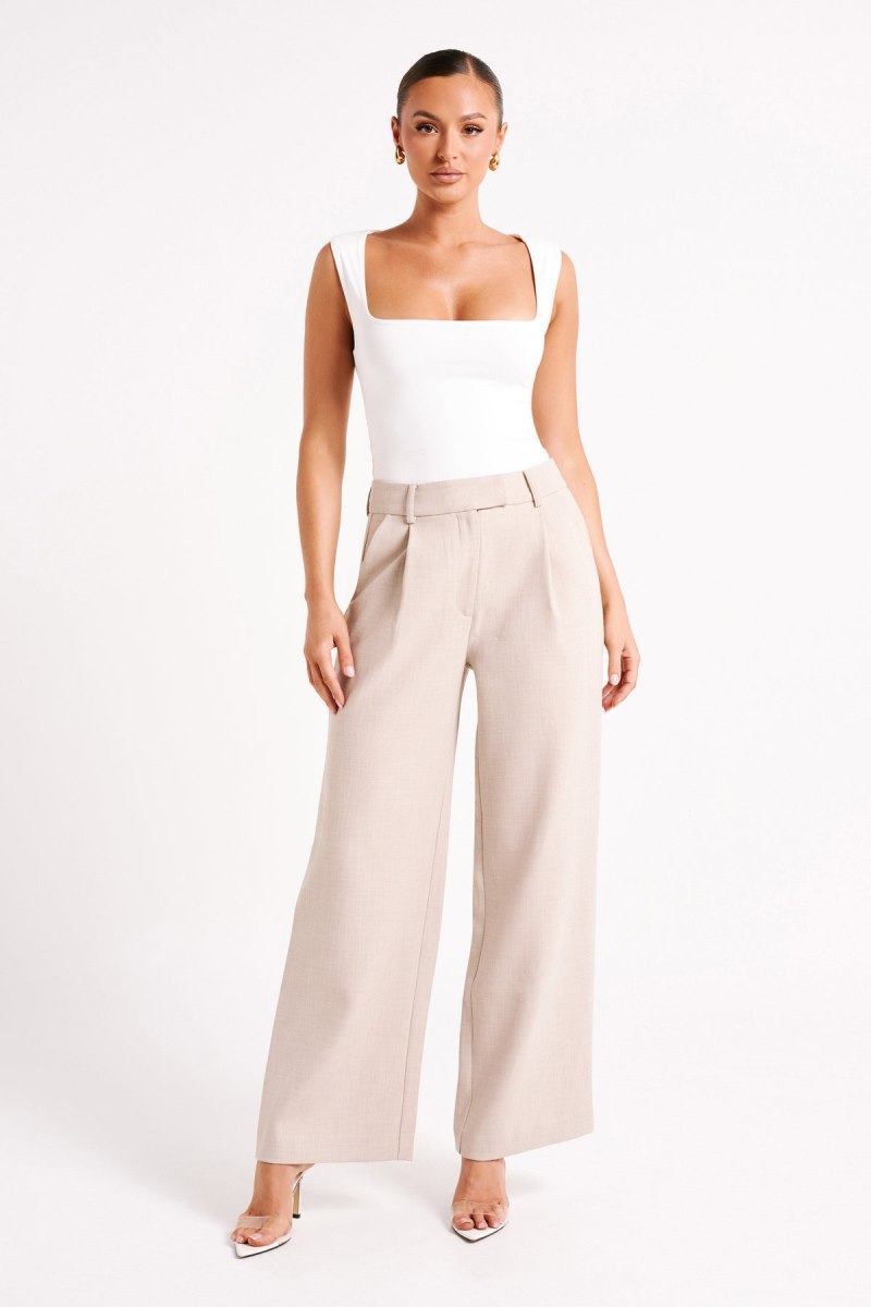 Meshiki Natalie Textured Wide Leg Blancas | ZIRU9563