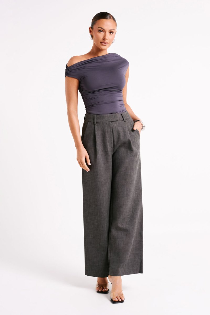 Meshiki Natalie Textured Wide Leg Gris Oscuro | RAID7328