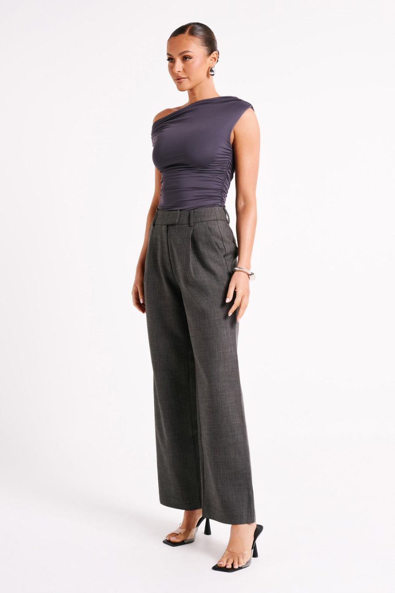 Meshiki Natalie Textured Wide Leg Gris Oscuro | RAID7328