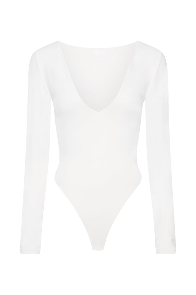 Meshiki Nia Long Sleeve V Neck Blancas | WBXH6145