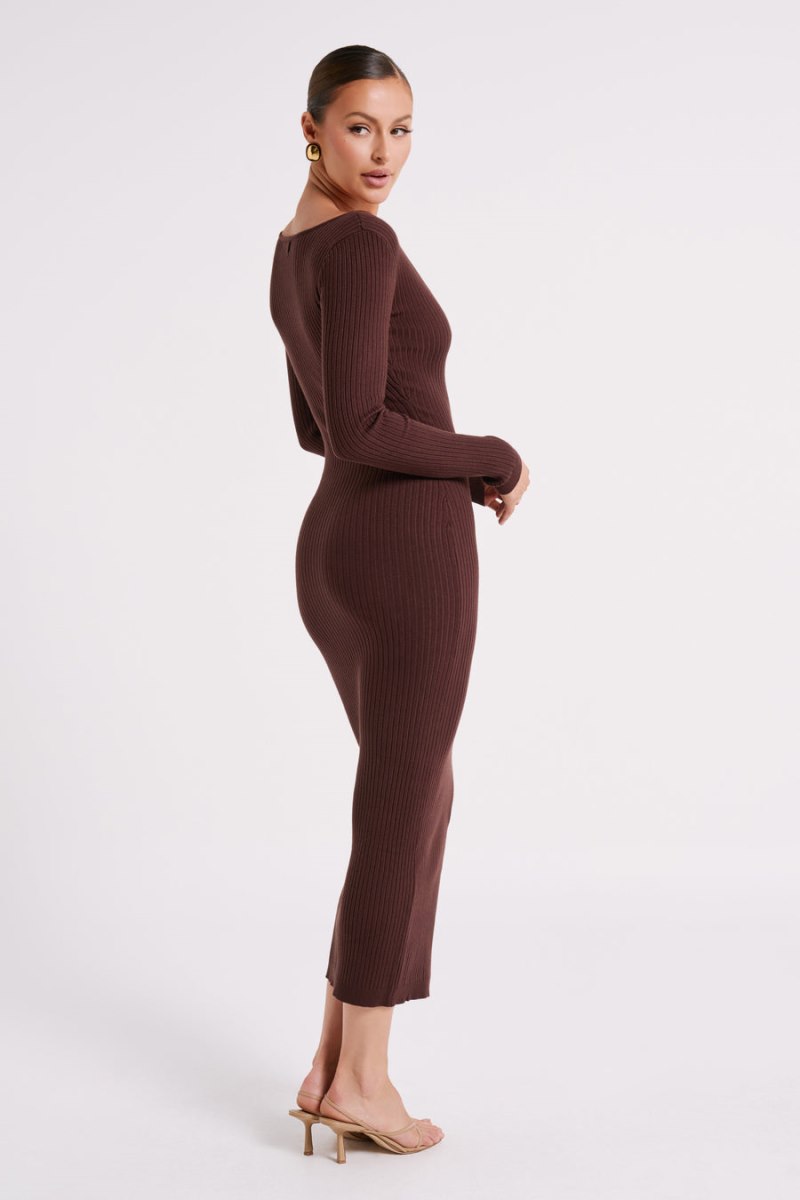 Meshiki Nina Long Sleeve Knit Chocolate | FYXT1983