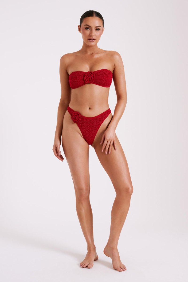 Meshiki Noreen Rose Crochet Bikini Top Rojas | NNHS4333