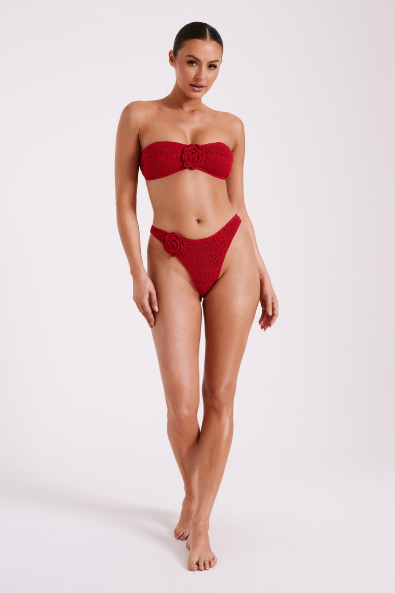 Meshiki Noreen Rose Crochet Bikini Top Rojas | NNHS4333