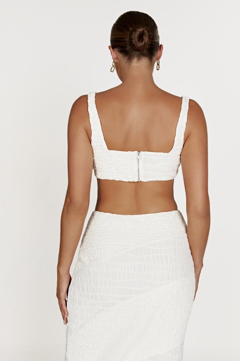 Meshiki Nyah Textured Crop Blancas | QAWW3069