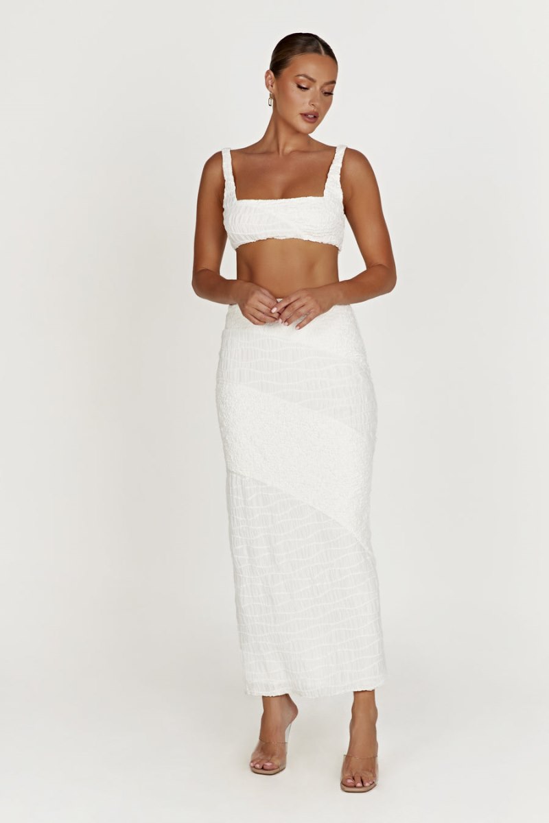 Meshiki Nyah Textured Crop Blancas | QAWW3069