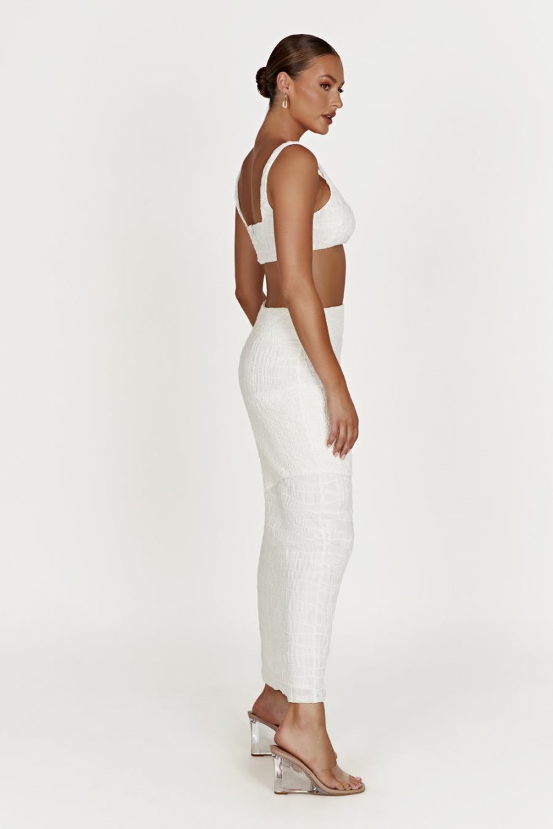 Meshiki Nyah Textured Crop Blancas | QAWW3069